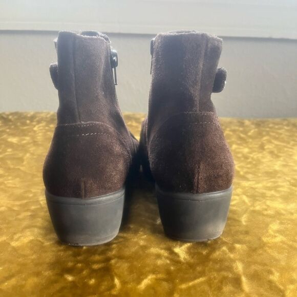 bass lite Monica Ankle Boots Brown Suede/Leather Size 9.5M Side Zip￼ - Picture 4 of 6